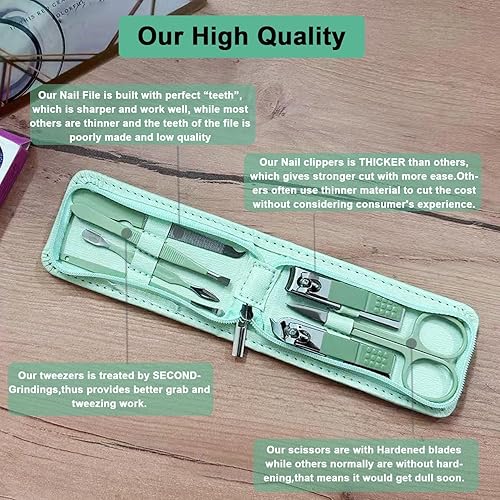 Miniatura 4 de Juego de manicura de 7 piezas, kit de cortaúñas de acero inoxidable, herramientas de belleza para el cuidado de las uñas, juego de relleno de