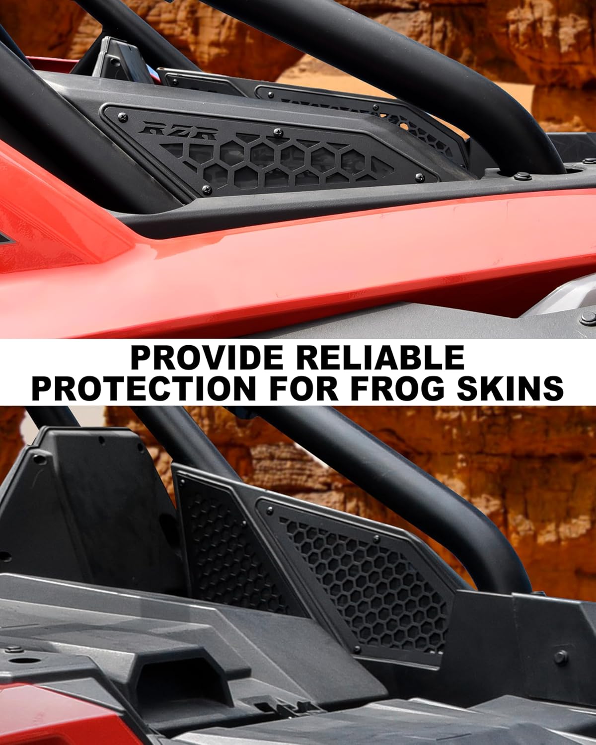 Aluminum Air Intake Covers for Polaris RZR PRO XP/RZR Turbo R 2020-2024 Accessories, Black Metal Side Frog Skin Protector Cover Grille Bezel Engine Mesh Grills(6PCS, Bolt-on)