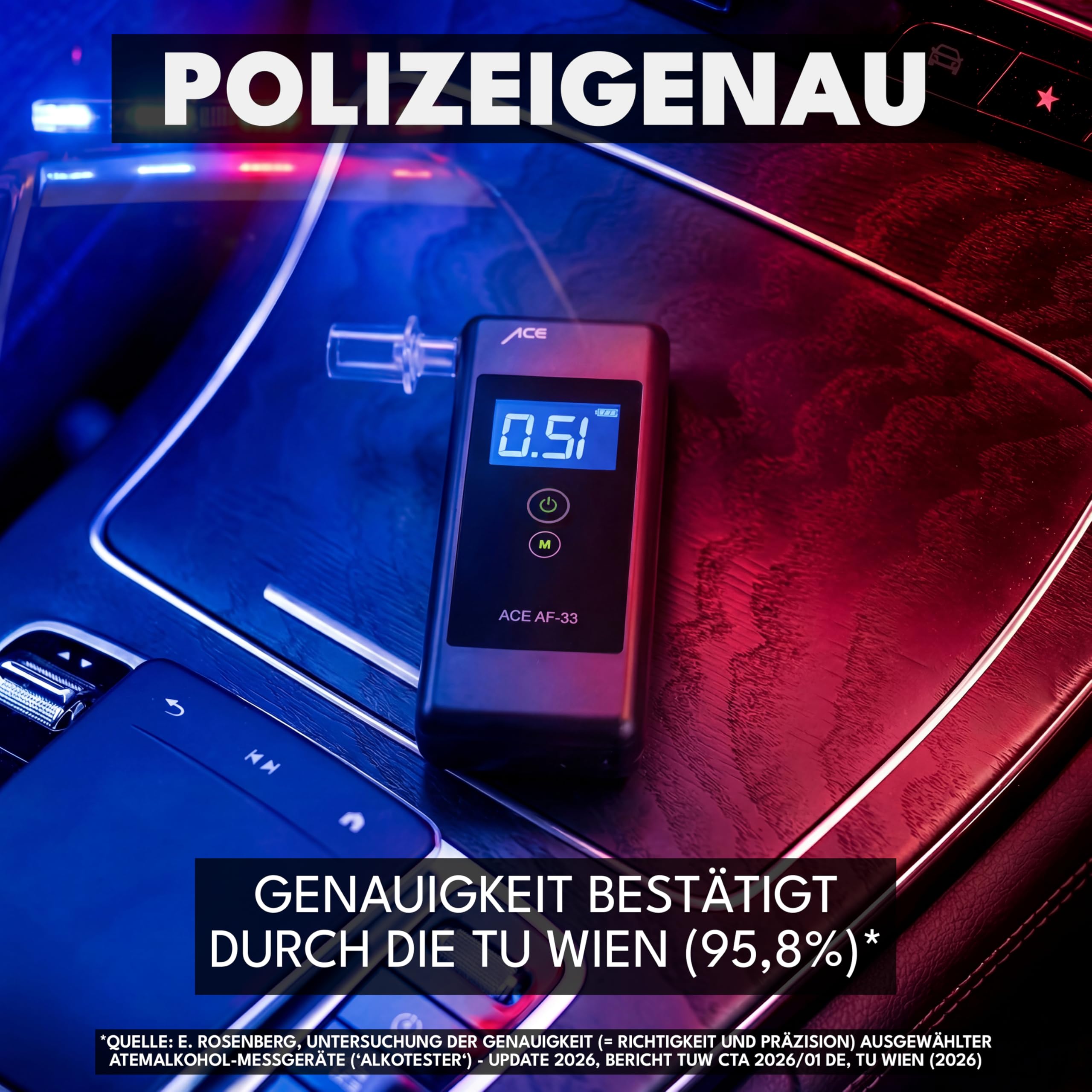 ACE Alcootest AF-33 - l'alcootest no. 1 Selon Auto Bild (comparaison 2023) - alcootest/promilletest précis de la Police