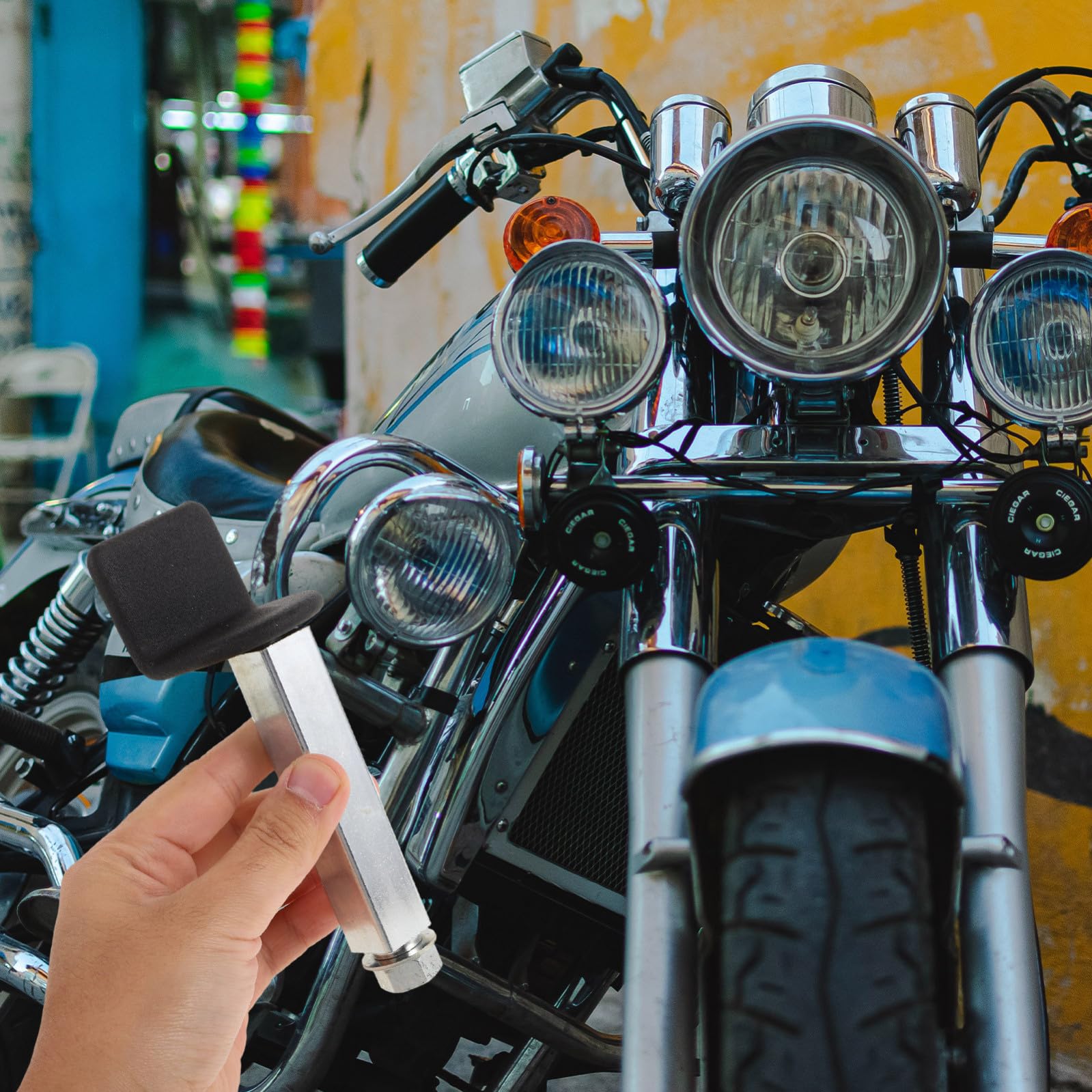 Zestaw Narzędzi Do Naprawy Motocykla L - Podnośnik Przedniego Koła Do Konserwacji Parkingowej Konstrukcja Stalowa