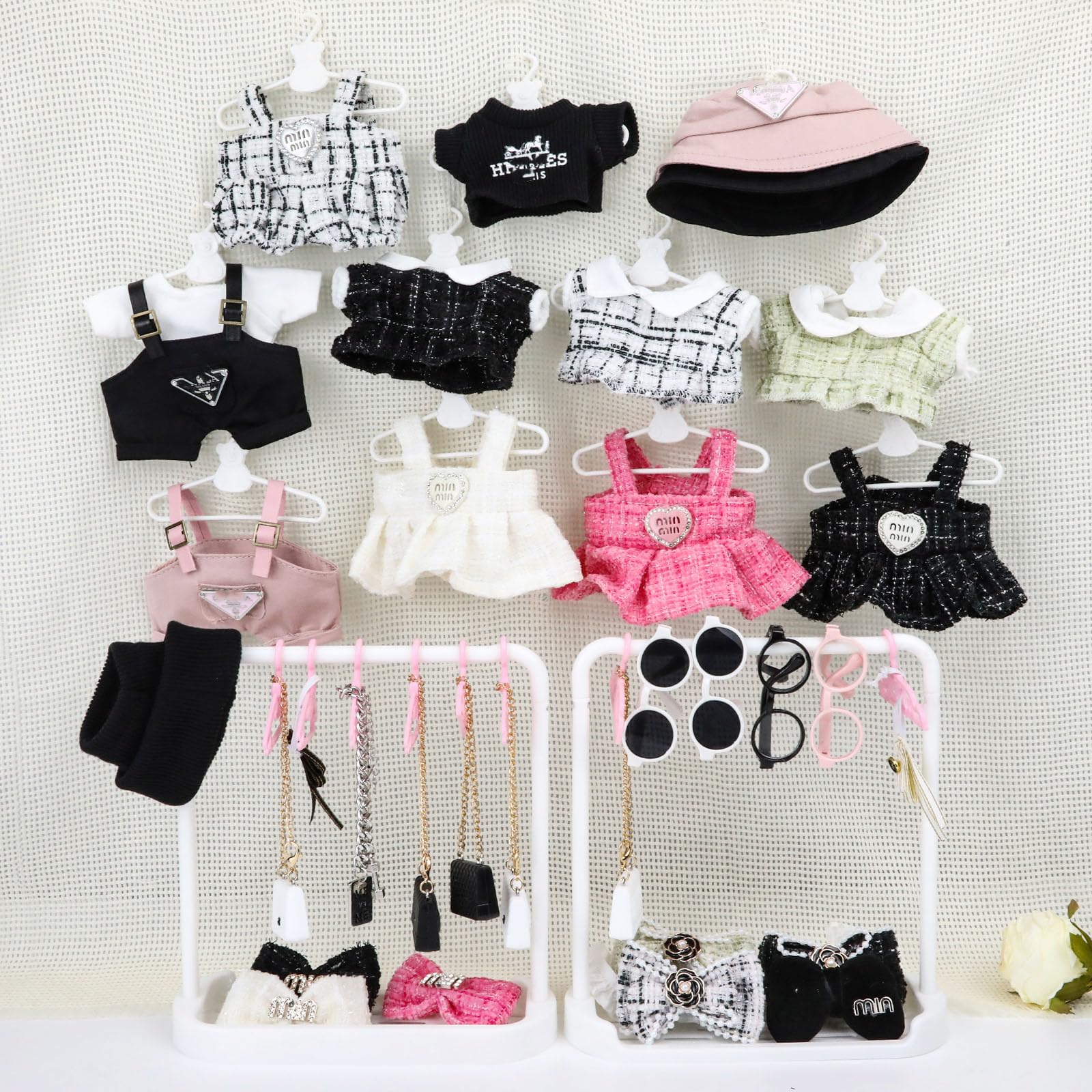 Puppenkleidung (KEINE Puppe) 15 cm grüne Outfits für Puppen Elegantes grünes Kleid Stirnband Fliege Brille und Tasche Exquisite Kleidung Zubehör Kompatibel mit Puppe (Stil 6)