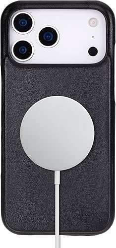 Miniatura 3 de Funda de piel auténtica para iPhone 17 Pro Max, compatible con Mag-Safe, hecha a mano, funda prémium con protección para cámara, color negro