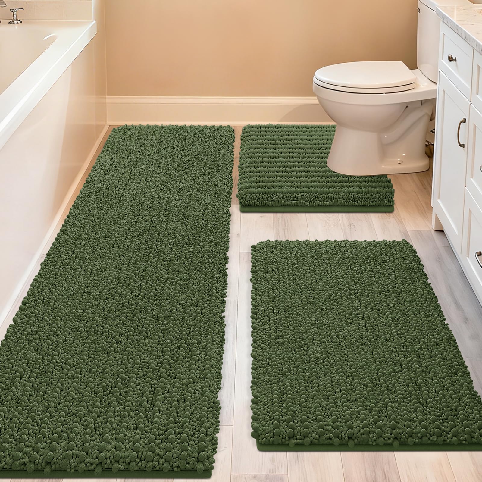 motto_kuma / HEXA Dark Olive セット Amazon.com: ACCUMTEK Upgrade Extra Large Oliver Green Bathroom Rug