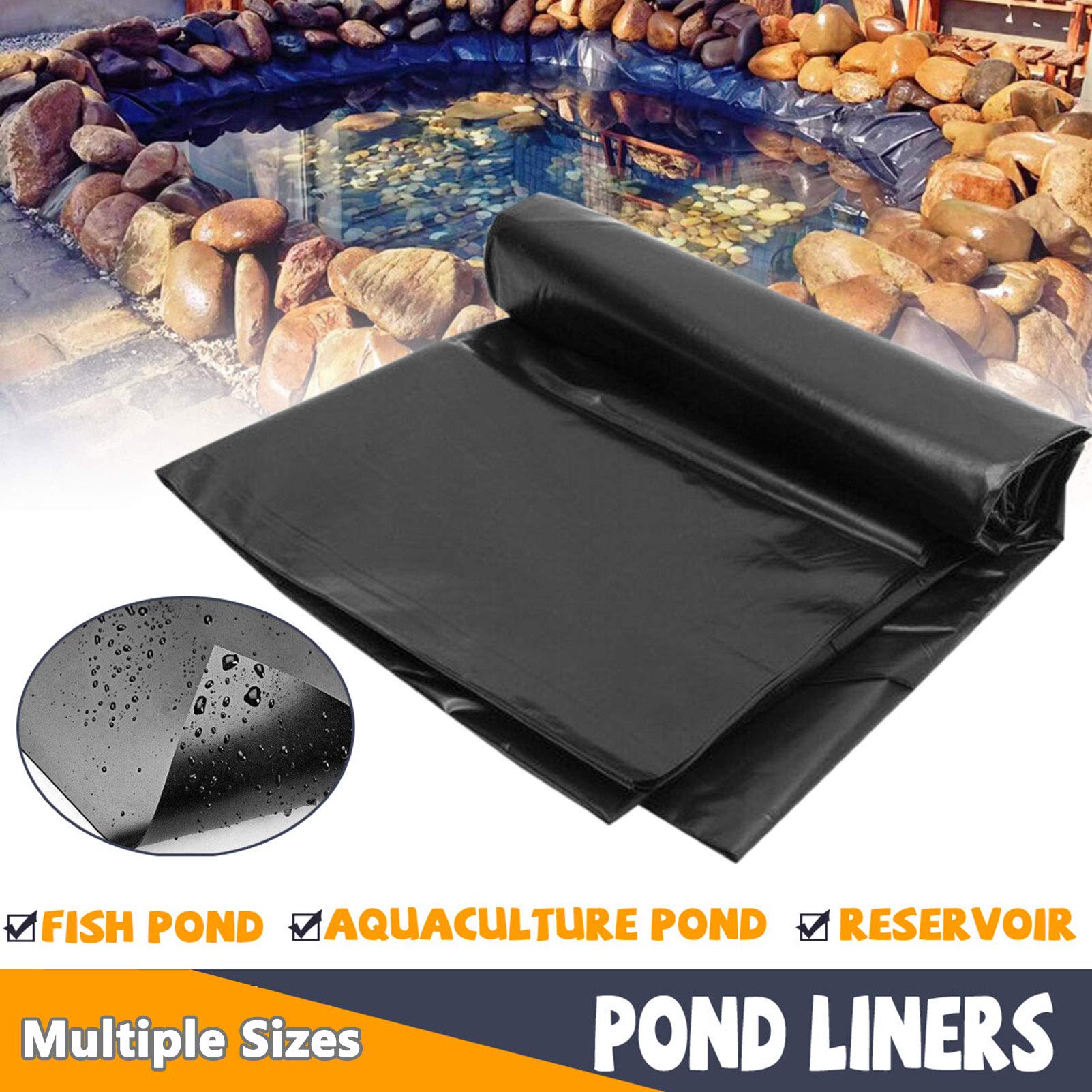 Genérico Revestimiento de HDPE para estanques: lámina Impermeable para paisajismo, estanques de Peces, cascadas y Fuentes. Tela Duradera e Impermeable para Uso en Jardines y Exteriores.