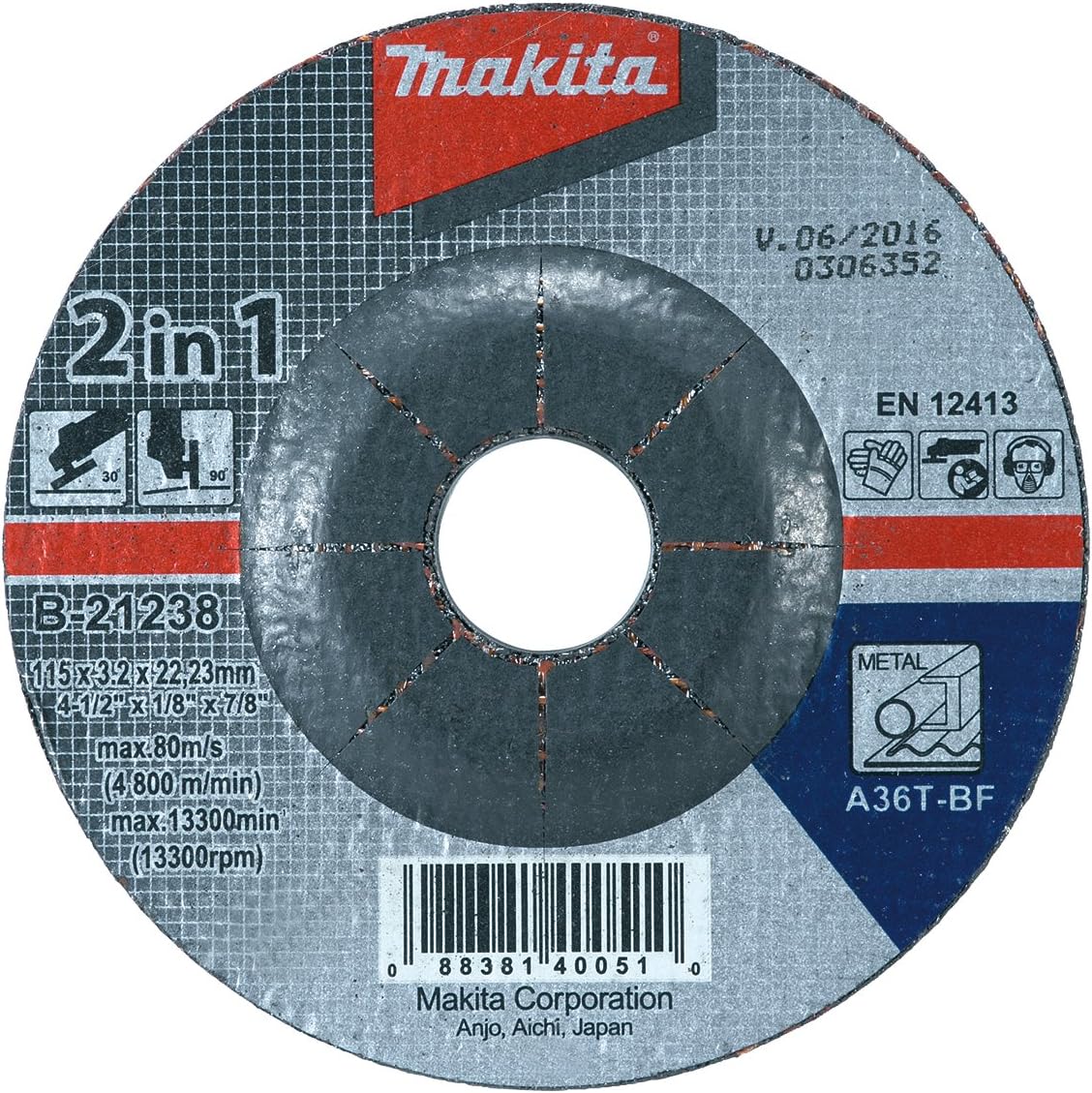 Makita Grinding Disc, 2in1, Pack of 40, 115 mm, B2123840 Amazon
