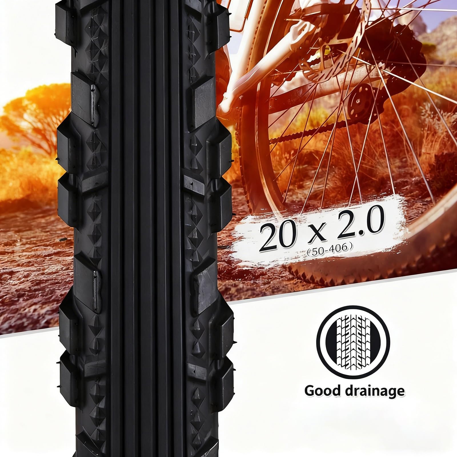 20x2.0 Opona z Dętką Odporna na Przebicia, Składana, Zawór Schrader 32mm/48mm, Dopasowana do Rowerów Miejskich, Elektrycznych i Dziecięcych(48mm tube)