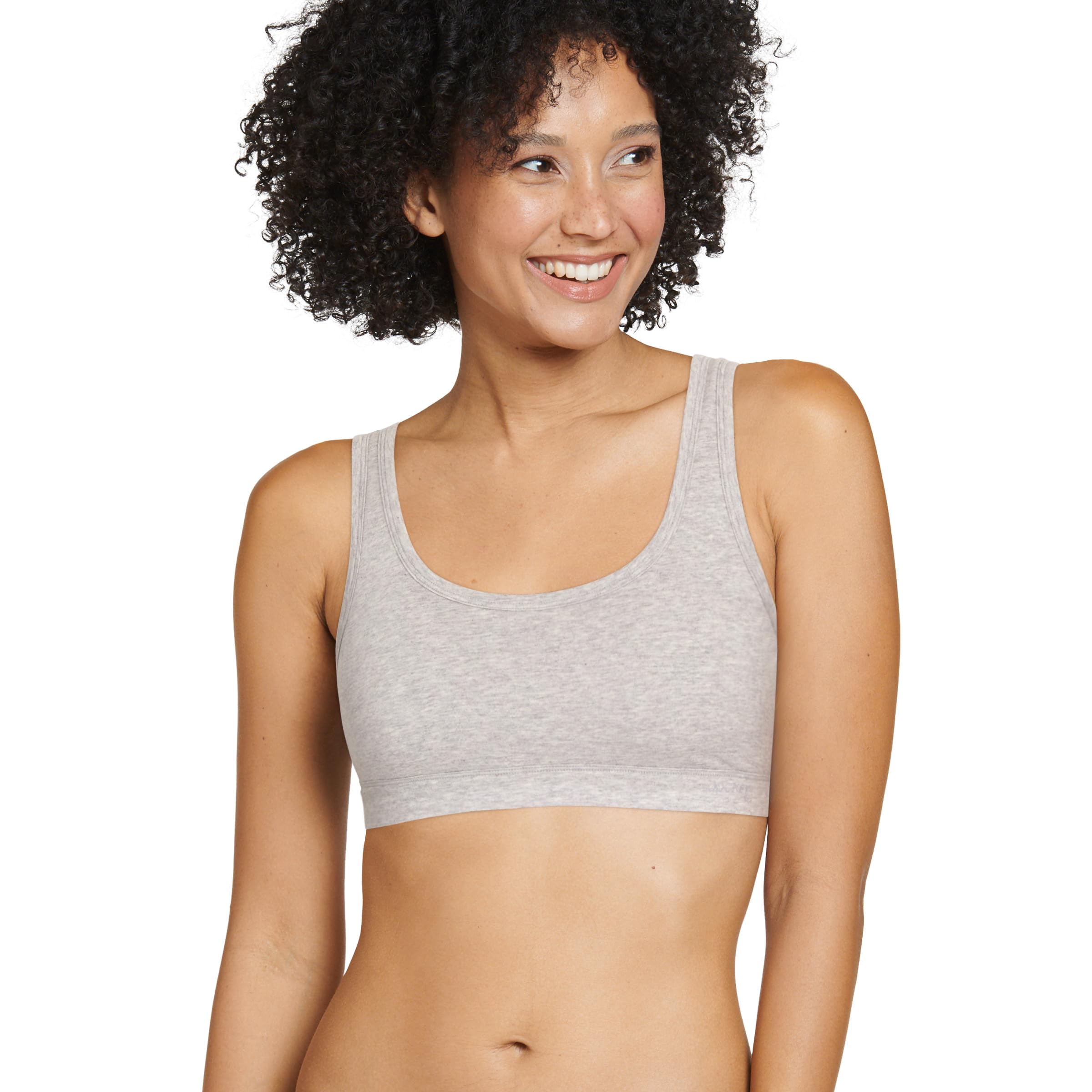 Jockey Women's Heather Grey Bra Organic Cotton Stretch Tank Strap Bralette, S