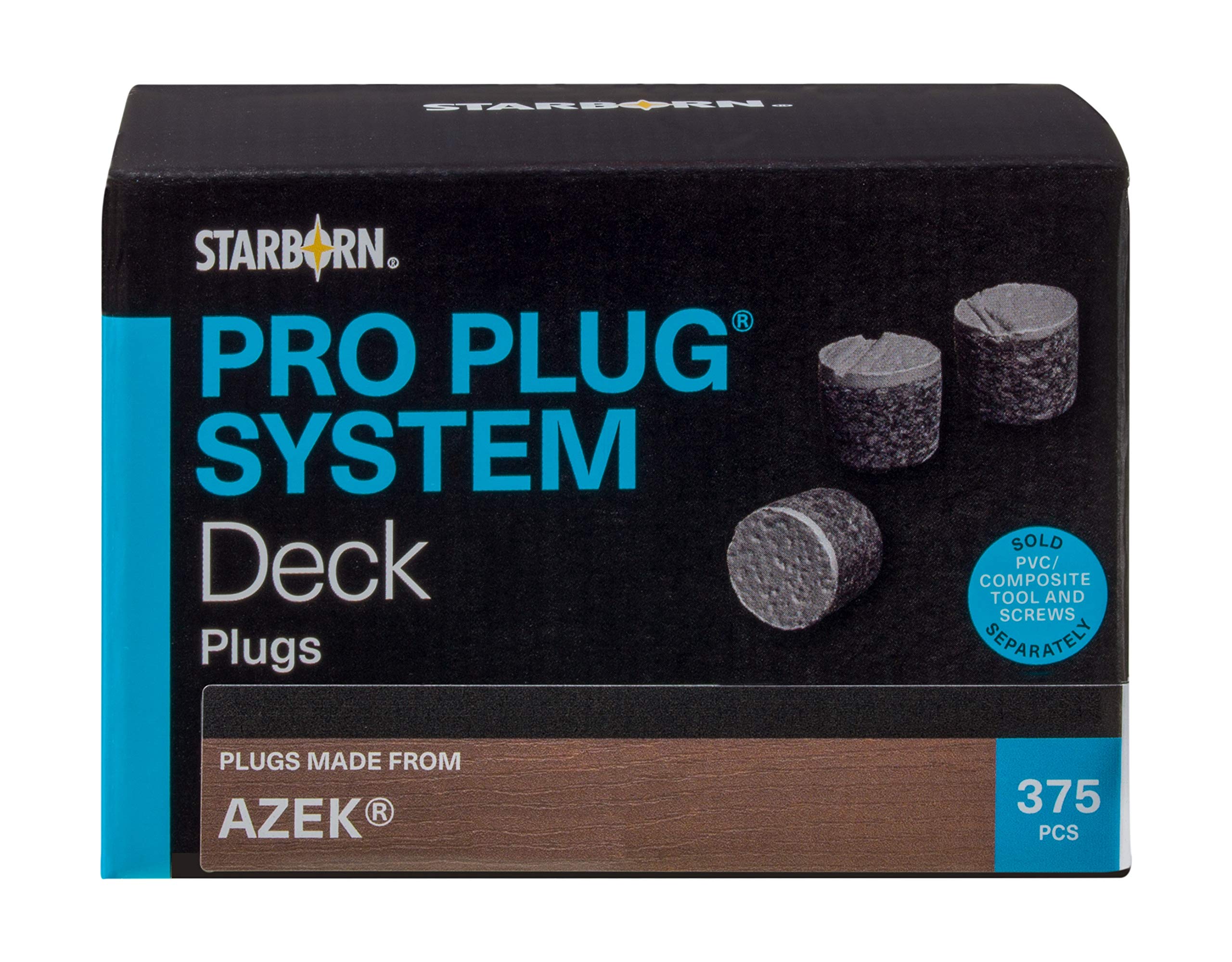 Pro Plug PVC Plugs for Azek Slate Gray Decking, 375 Plugs for 100 sq ft