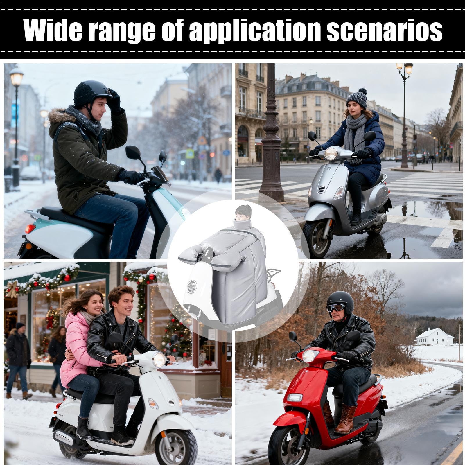 Couvre-jambes de moto - Imperméable - Doublure en peluche - Coupe-vent - Avec gants - Pour protéger les genoux, la poitrine et le cou en hiver