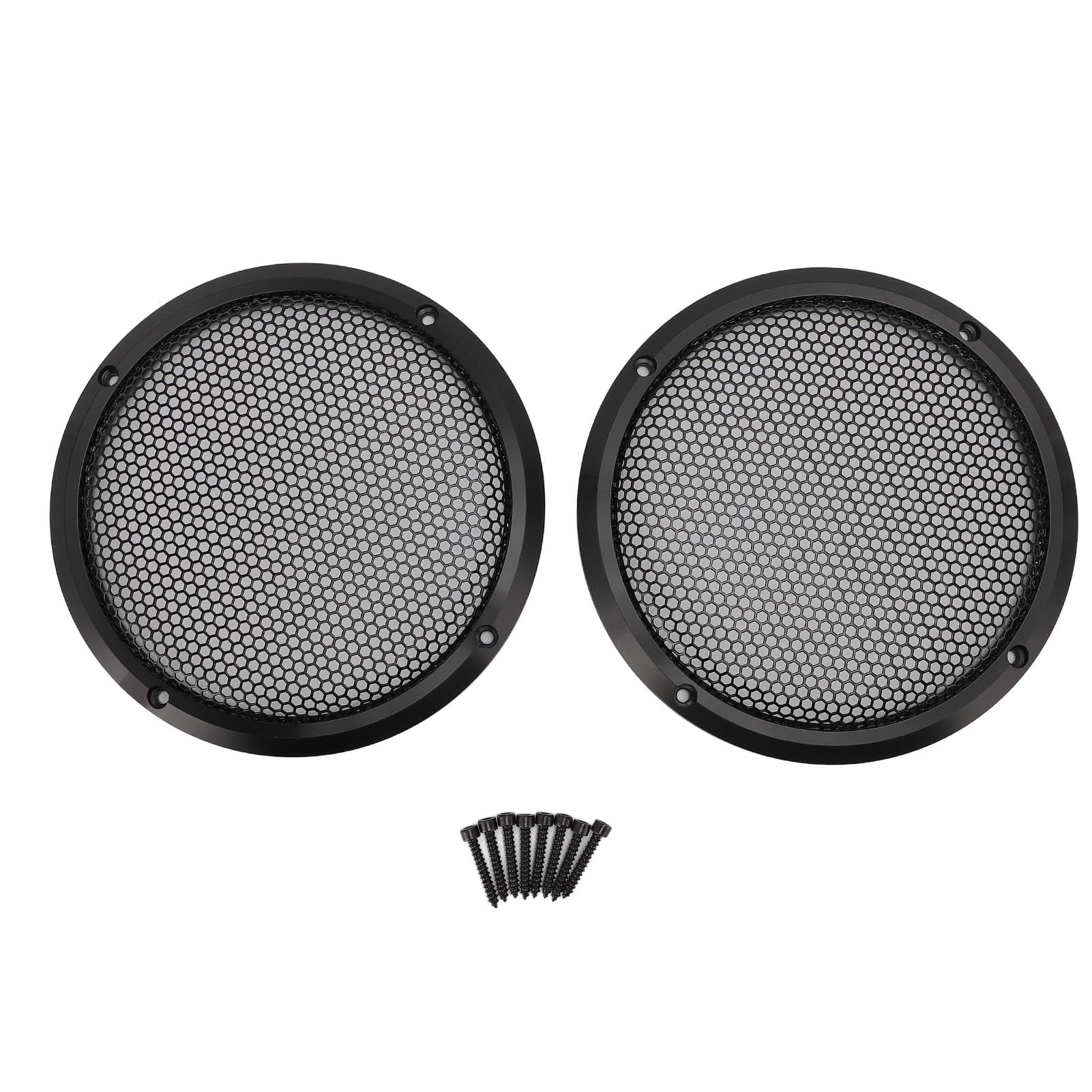 2PCS Car Speaker Grill Cover, Universal Metal Round Speaker Guard, 169mm Easy to Install Aluminum Iron Mesh Protector for Home Theater Boat and Car Speakers (Black)