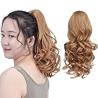 Vista 10 de SYXLCYGG Clip de pinza para cola de caballo, extensiones de colas de caballo de color marrón oscuro, onduladas, 14 pulgadas, 4.3 onzas, piezas