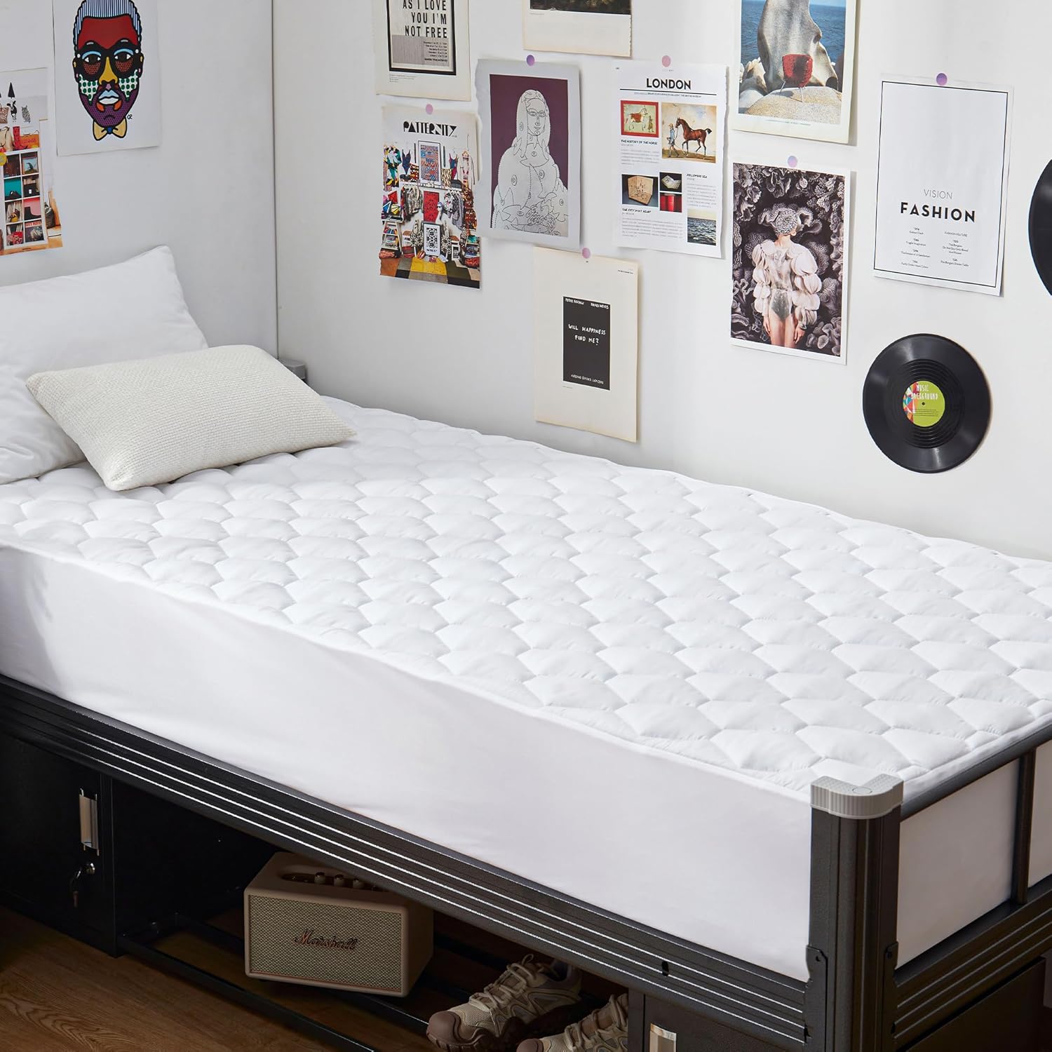 GRT Twin XL Mattress Protector Waterproof, 100% Waterproof Quilted Fitted Mattress Pad, Noiseless Hollow Cotton Mattress Cover, fits up to 18" Deep, Dust Proof White