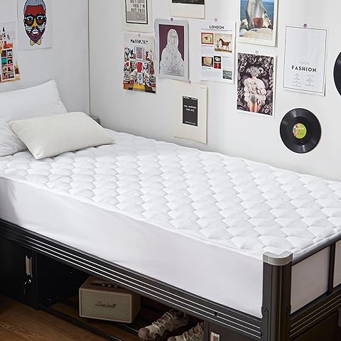 GRT Twin XL Mattress Protector Waterproof, 100% Waterproof Quilted Fitted Mattress Pad, Noiseless Hollow Cotton Mattress Cover, fits up to 18" Deep, Dust Proof White