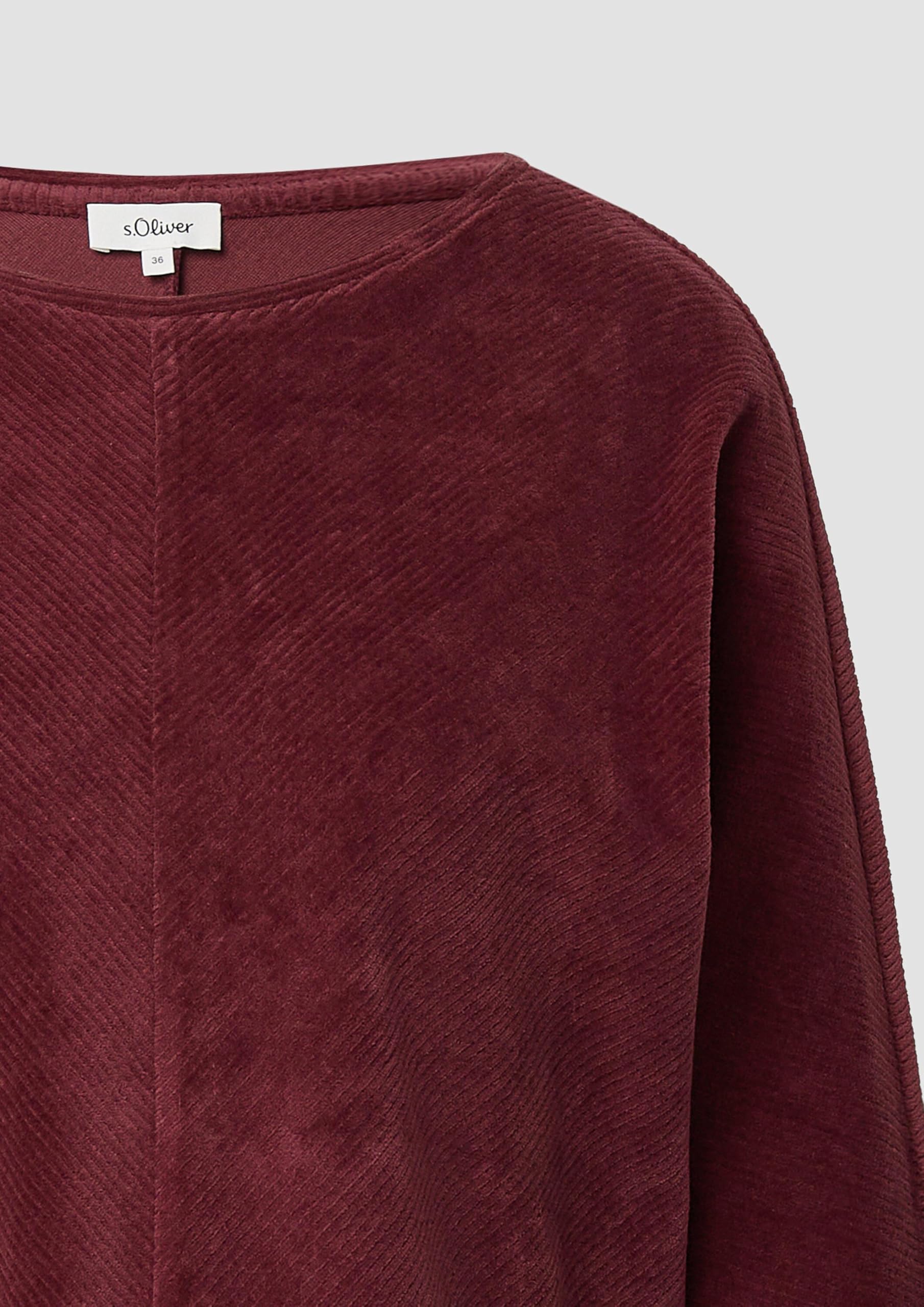 s.Oliver Cord-Shirt mit Teilungsnaht und Fledermausärmeln