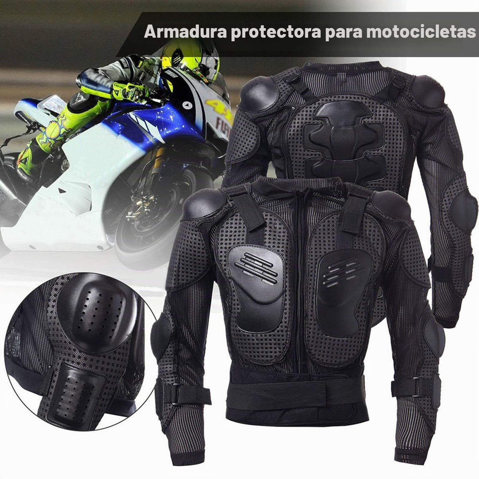 Ausla Jacket Protectora de Motocicleta Protector de Armadura de Cuerpo Completo Racing Extraíble PVC EVA Motocross Spine Chox Motocross Camiseta (XL)