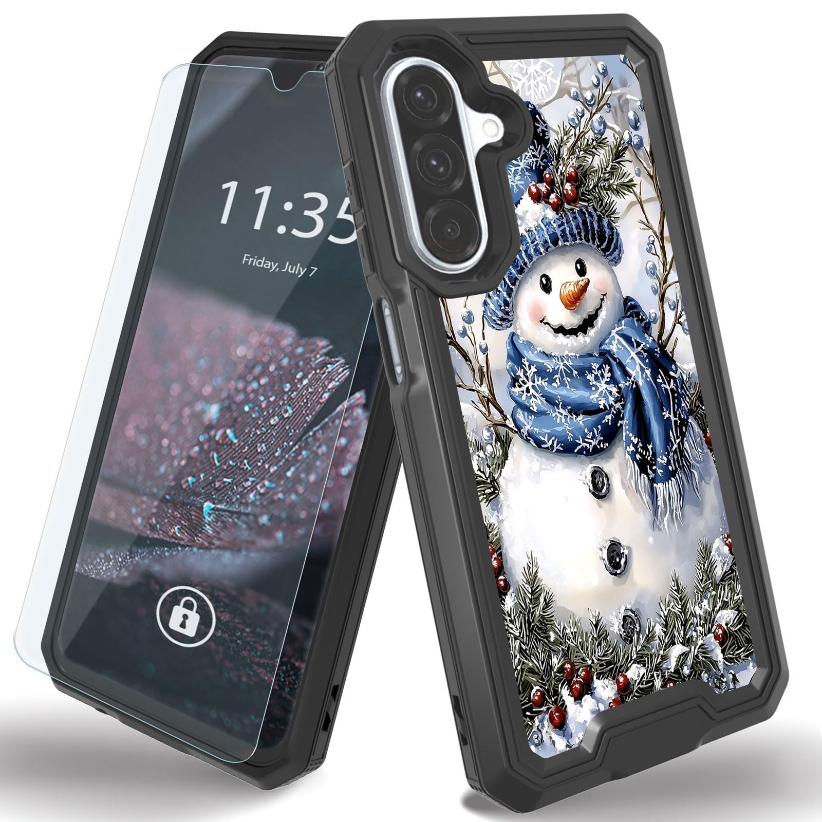 Qindaiwen for Samsung Galaxy A26 5G Case with 1 Pack Screen Protectors, Dual Layer Protective Hard PC Back & Soft Bumper Resilient Shock Absorb Case