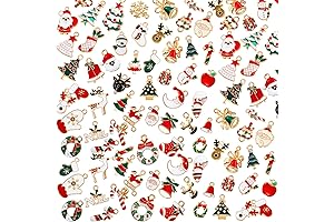 Jadive 100 Pcs Mini Christmas Charms for Jewelry Making DIY Bulk Assorted...