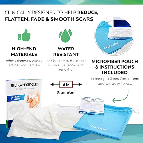 Miniatura 3 de Láminas de gel transparente para cicatrices, 4 cicatrices médicas de senos, círculos de silicona transparentes para restaurar cicatrices para