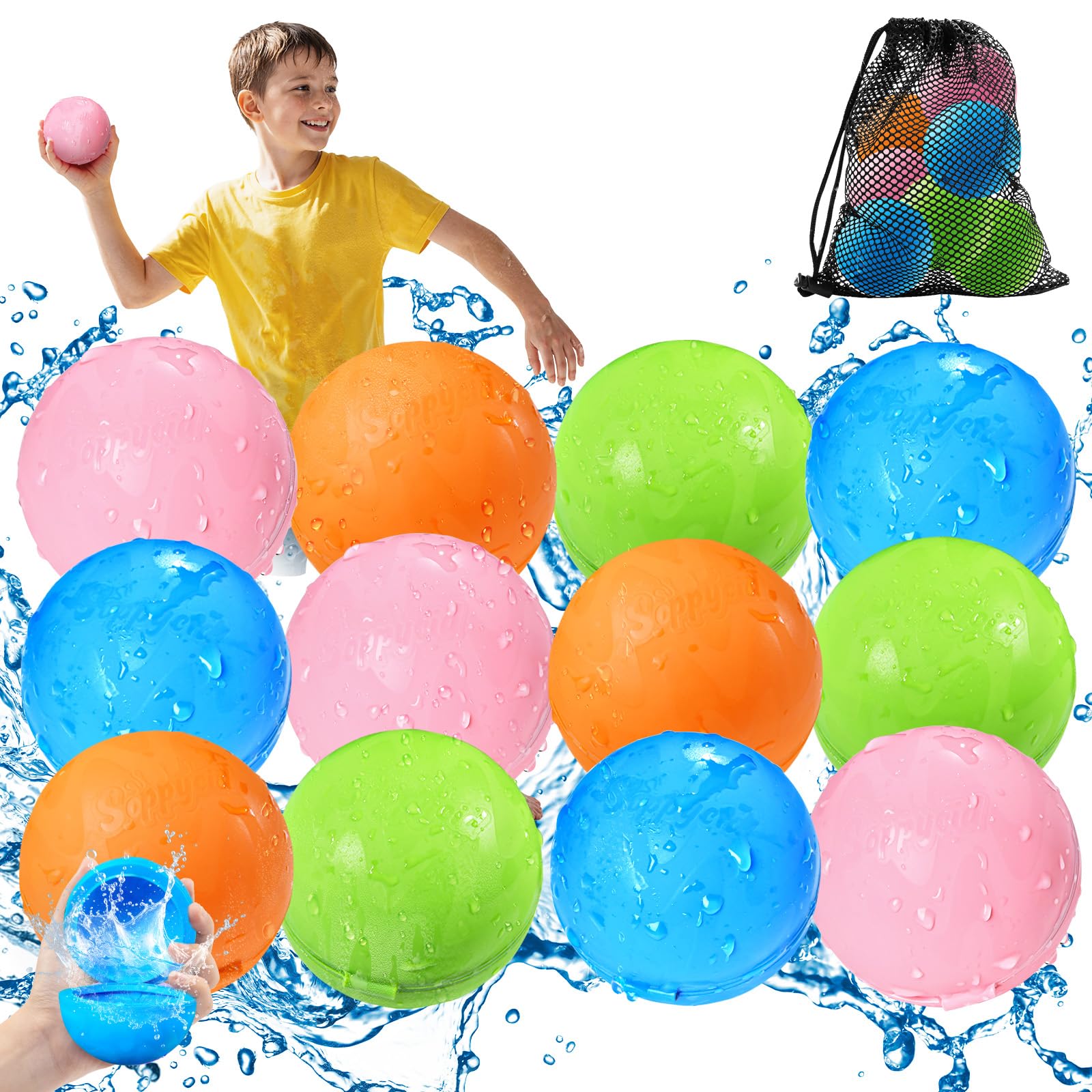 KOKODI Wasserbomben Wiederverwendbar, Silikon Schnellfüllen & Selbstverschließen Wasserbomben Magnetisch für Kinder & Erwachsene, Wasserspielzeuge für Sommer Schlachtspaß