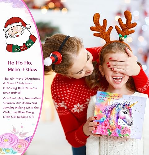 Miniatura 8 de Kit de fabricación de pulseras con dijes para niñas, suministros de joyería de unicornio, juego de manualidades de manualidades, kits de pulseras de