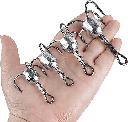 Miniatura 4 de Ganchos para enganchar con peso para agudos, 5 anzuelos de pesca grandes con peso para peces agudos pesados, para pesca de cebo, trucha, lubina, 1