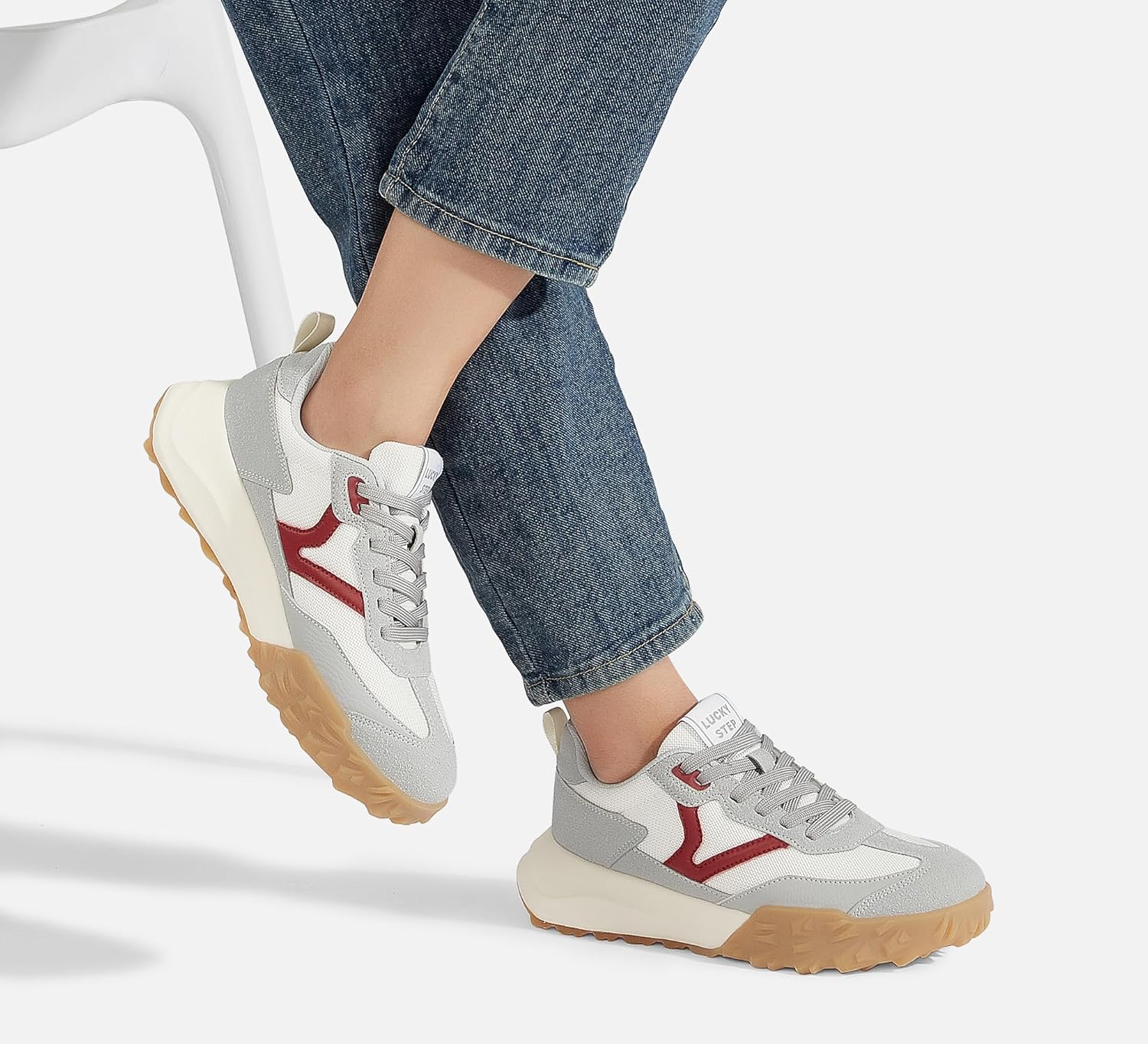 LUCKY STEP Women's Platform Tennis Walking Shoe Retro Chunky Casual Breathable Durable Deluxe Fashion Skate Sneaker - Image 2