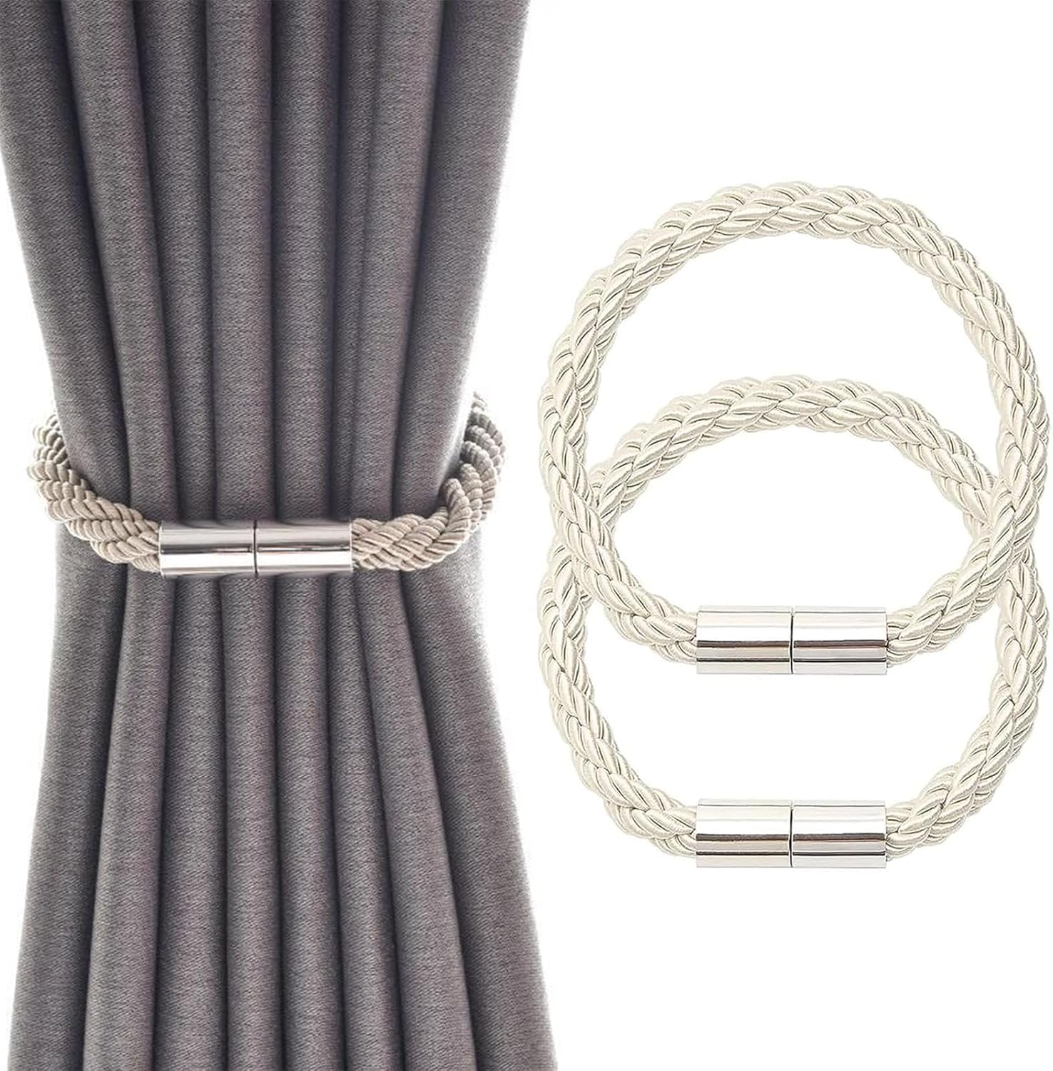 2PCS Magnetic Curtain Tiebacks,Magnetic Tie Backs for Curtains,Weave ...