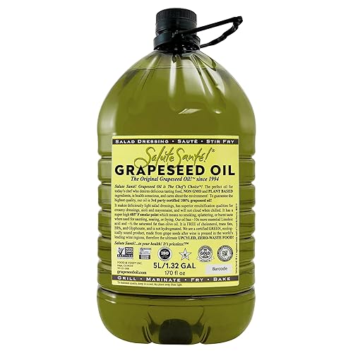 Miniatura 1 de Aceite de semilla de uva prensado en frío de Salute Sante Aceite de semilla de uva saludable sin OMG y Kosher para aderezos de ensalada adobos y