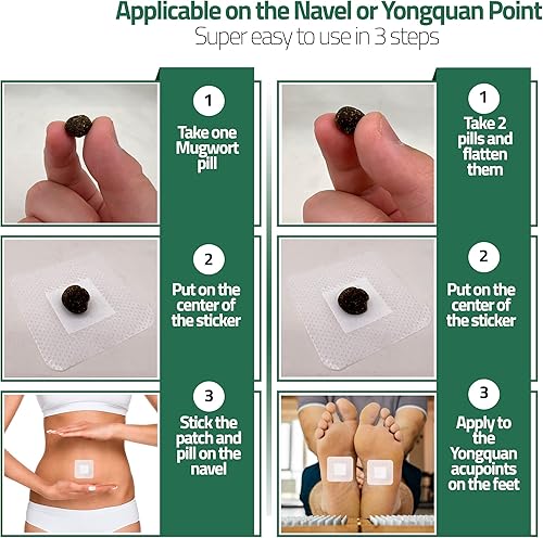 Miniatura 6 de Mugwort - Parche de botón para el vientre, efectivo, 60 calcomanías naturales para el ombligo de artemisa para hombres y mujeres, fácil de usar,