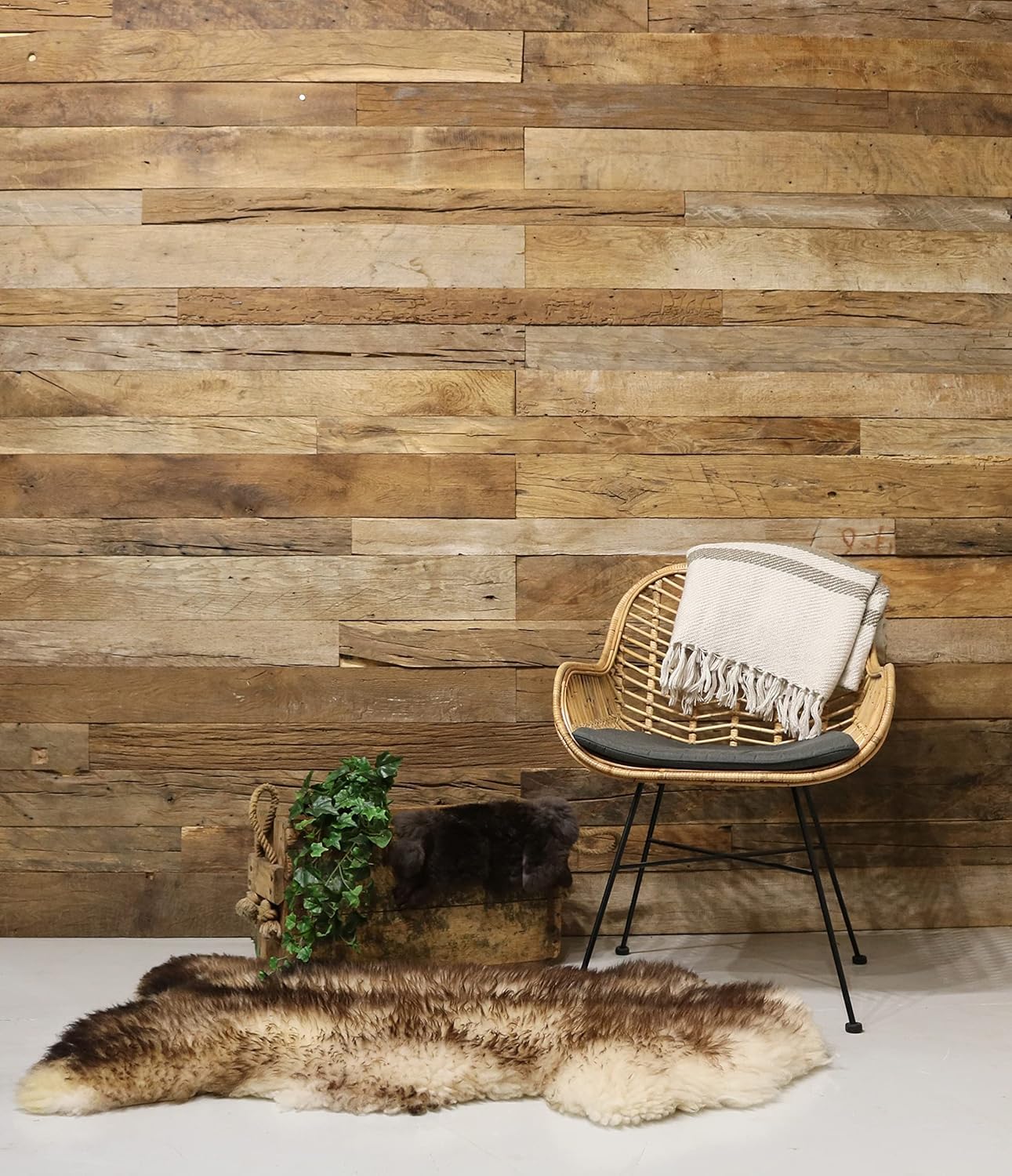 RETIMBER WORKS Sarajevo - Pannelli da parete rustici in legno di rovere riciclato, rivestimento murale per interni, effetto legno anticato, 0,8 m² per scatola