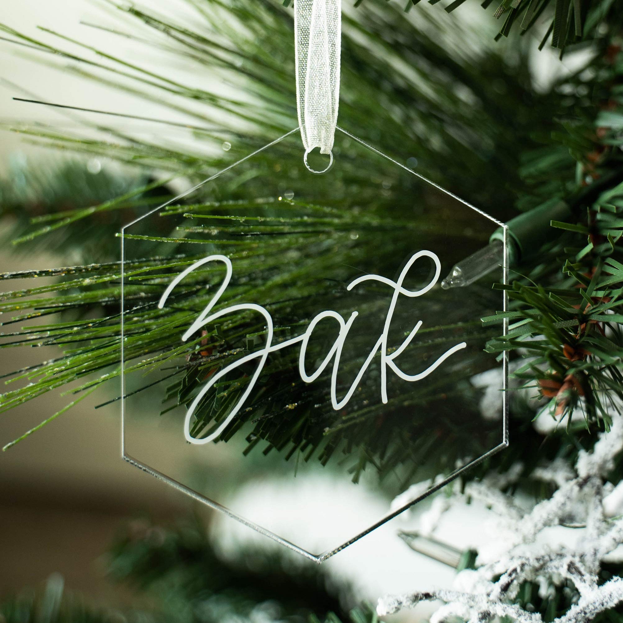 Photo 1 of 10 Pack Bundle UNIQOOO 3" Clear Hexagon Acrylic Christmas Ornament, DIY Blank Xmas Bauble Hanging Tree Decoration, Stocking Name Tag, Tag, Memento, 4mm Extra Thick, 20 Pack