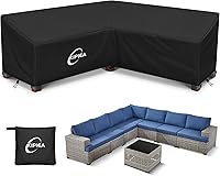 Vista 17 de Kipiea Funda para sofá modular en forma de V para patio, tela Oxford resistente 420D, funda modular para exteriores con 6 hebillas a prueba