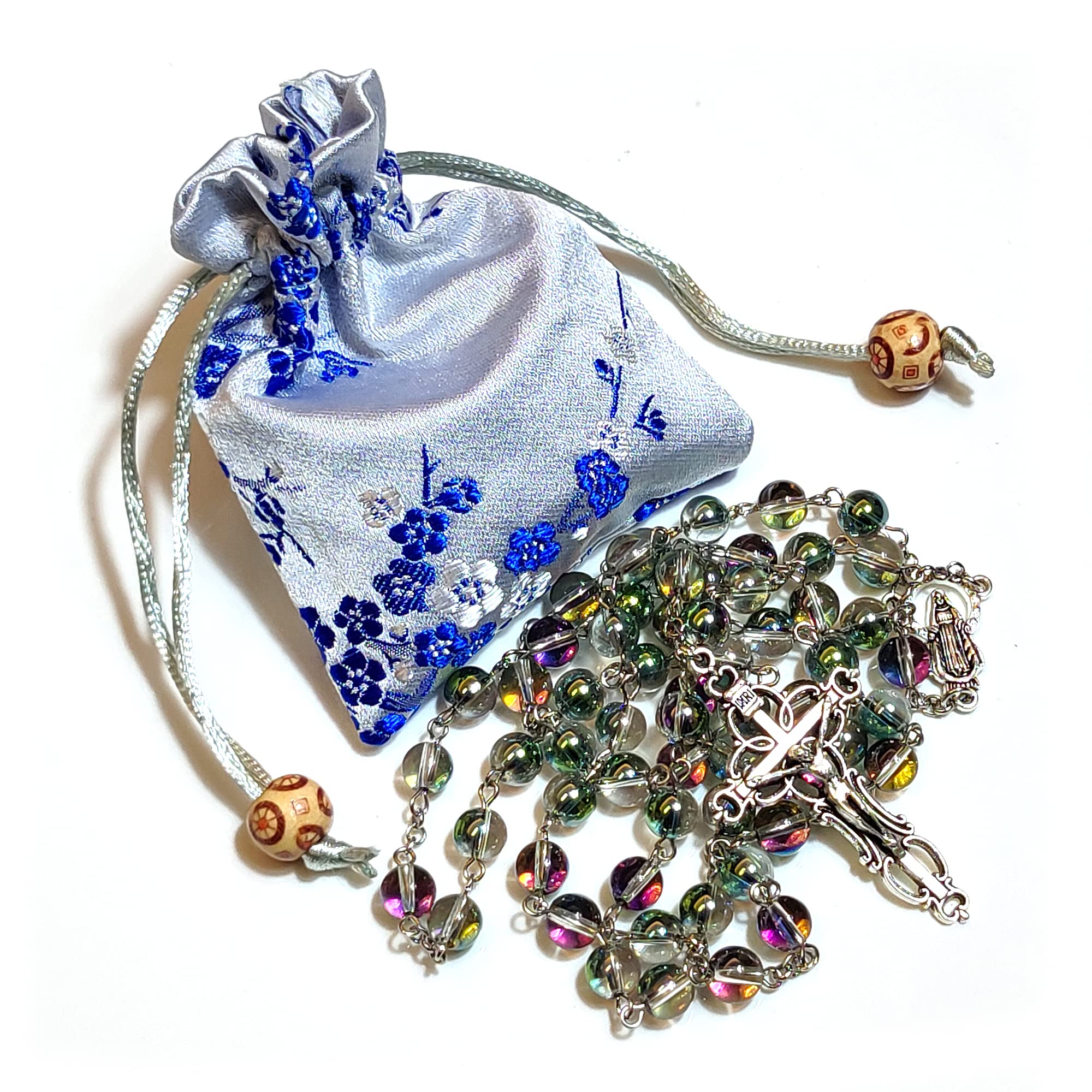 GeekTenet Rosary Beads Chaplet Dazzle Artificial Crystal Glass Rosery Cross Catholic gifts (Multi)