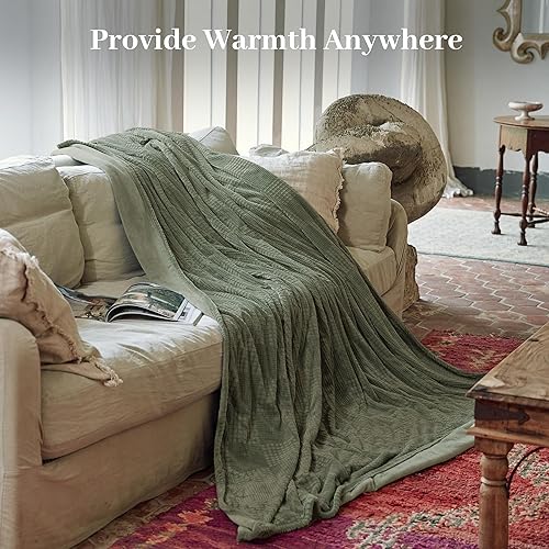 Miniatura 5 de Manta eléctrica tamaño individual de 62 x 84 pulgadas, manta térmica con un solo control, calentamiento rápido, 9 niveles de calefacción y 10 horas