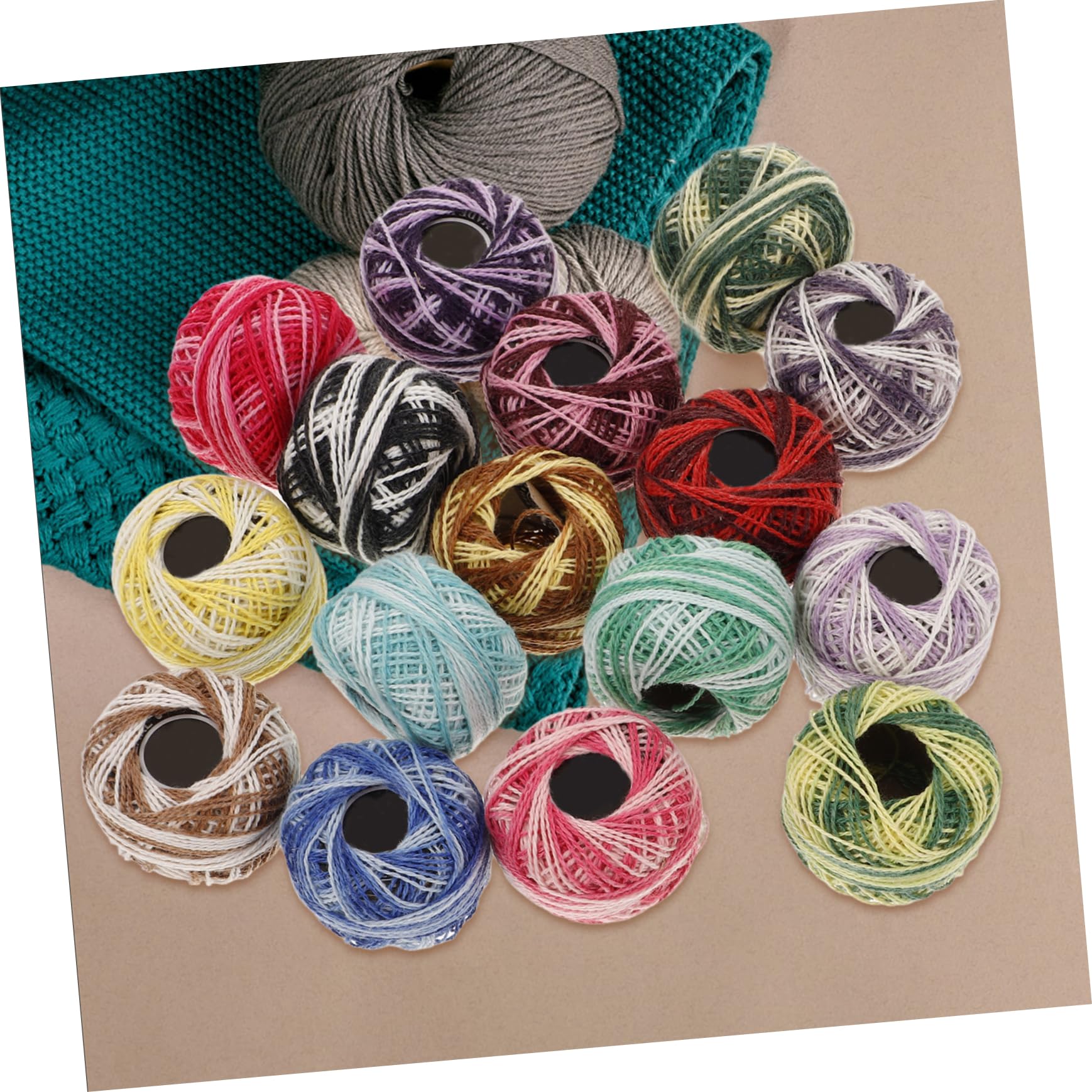 Exceart Häkelgarn, Baumwollgarn, Stickgarn, Regenbogenfarben, Kreuzstichgarn, Bastelarbeiten, Nähzubehör für Zuhause, Geschenkherstellung, 16 Rollen