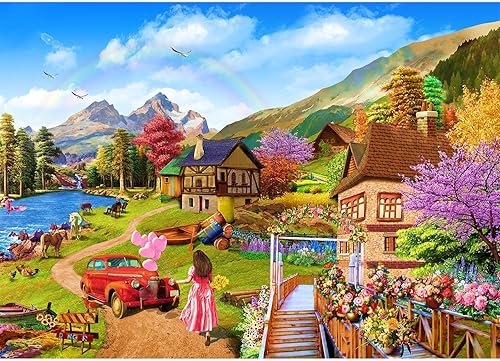 HUADADA Rompecabezas para adultos de 1000 piezas, Houses by River Interlock perfectamente con letra en la parte posterior sin polvo, decoración del