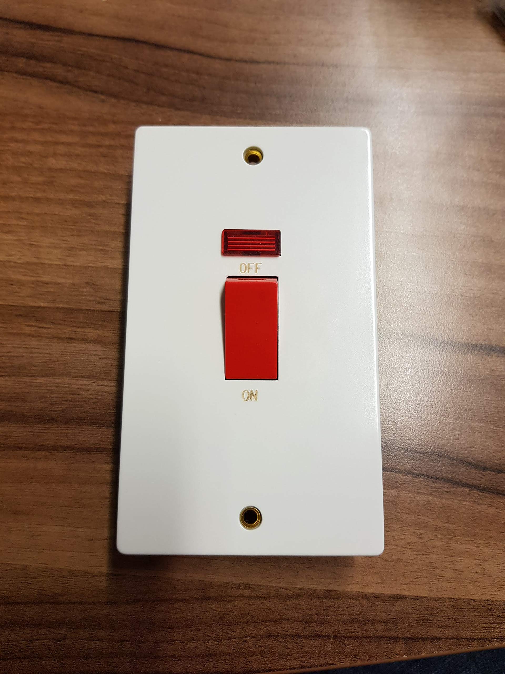 White 45A Cooker Switch Double Pole With Neon Indicator