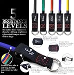 TheFitLife Exercise and Resistance Bands Set - 5 Fitness stackable up to 110/150/200/250/300 lbs Workout Tubes for Indoor and Outdoor Sports, Fitness, Suspension, Speed Strength, Baseball Softball Training, Home Gym, Yoga