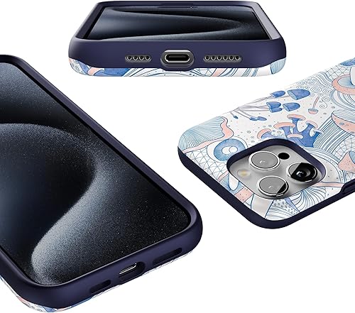 Vista 545 de Casely Funda para iPhone 15 Pro Jardín Secreto Flores mixtas Funda atrevida Compatible con MagSafe y botón de acción Jardín Secreto Floral