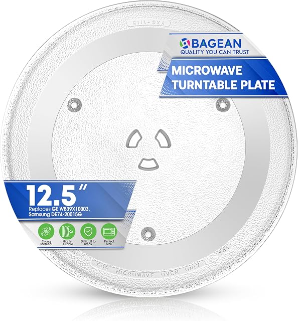 Remplacement des plaques micro-ondes 12.5” pour GE WB39X10003 Samsung DE74-20015G Plaque en verre micro-ondes - Plaque tournante micro-ondes de verre à plat tournant de four Plateau de vaisselle pour mieux réchauffer et cuisiner