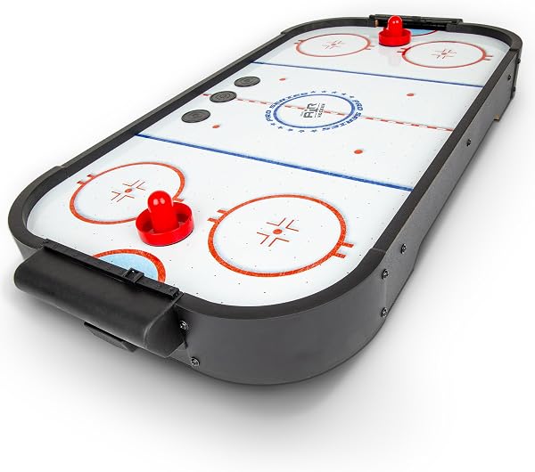 GoSports 30 Inch Table Top Air Hockey Game for Kids - Oak or Black - Portable, Battery Operated Game Table
