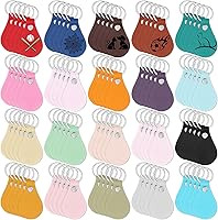 Sasylvia 100-Pack Multicolor PU Leather Keychain Blanks Kit with Rivets & Rings - Laser Engraving DIY Key Fobs