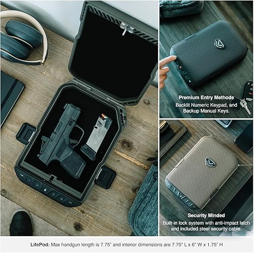 Vista 6 de Vaultek - Caja fuerte portátil, resistente al agua, texturizada, electrónica, ideal para guardar y organizar pertenencias valiosas o armas