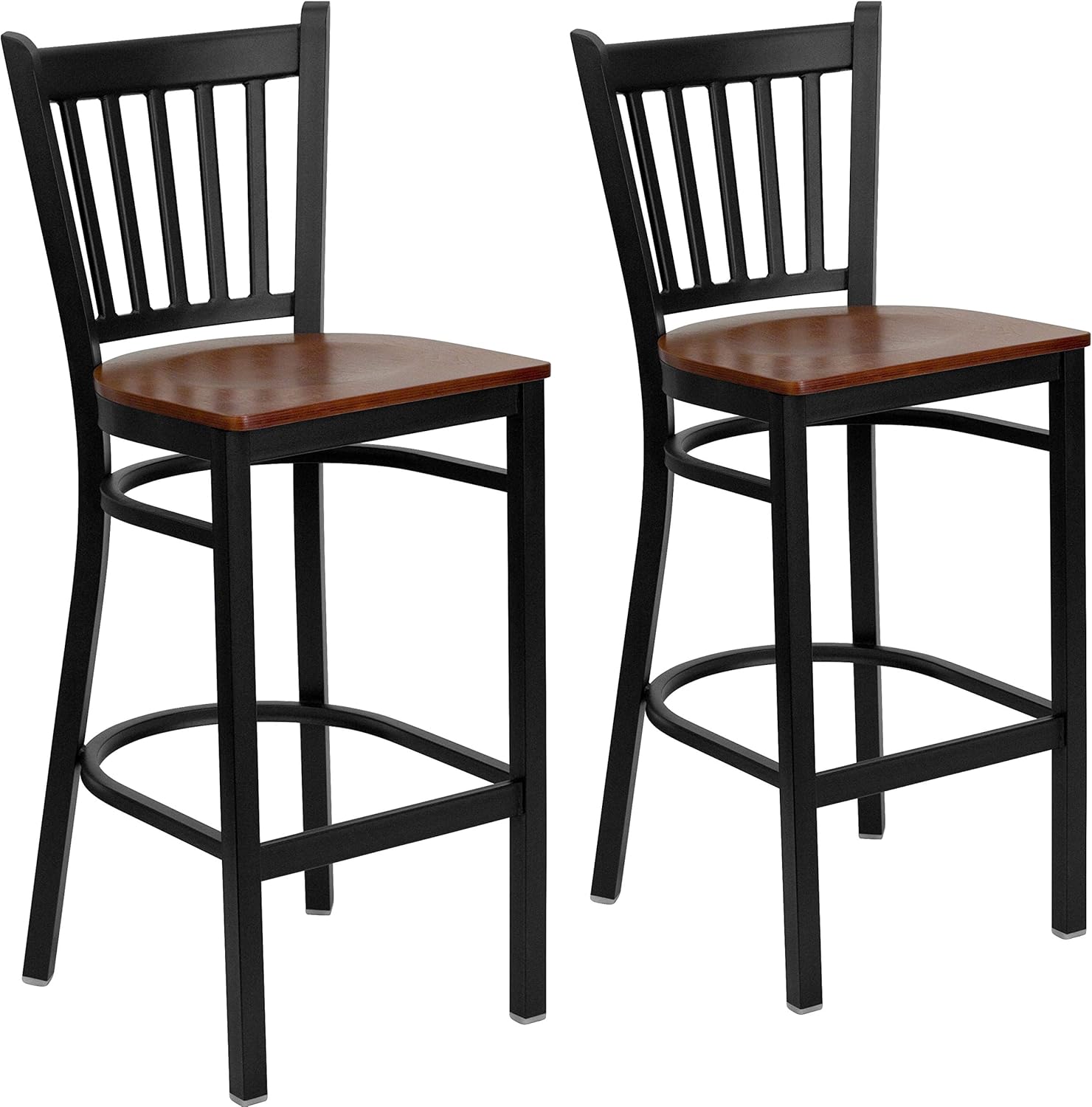 Flash Furniture HERCULES Series Black Vertical Back Metal Restaurant Barstool - Burgundy Vinyl Seat