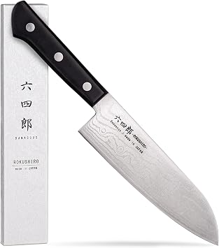 Santoku Knife 6.7-Inch 170mm, 37-Layer VG10 Damascus Hammered Kitchen Chef Knife, High Carbon Stainless Steel Forged Blade