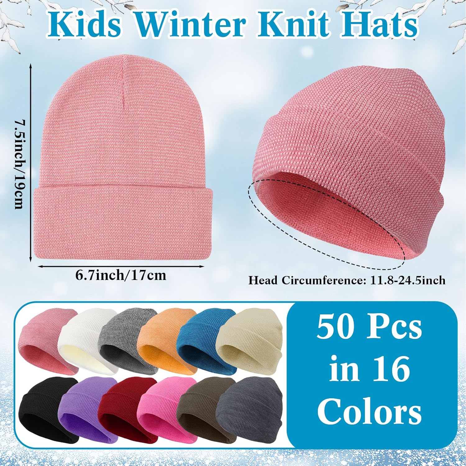 Toulite 100 Pcs Kids Winter Hats and Gloves Sets Bulk Beanie Gloves for Children School Donation Wholesale (Color Mixing) - Image 2