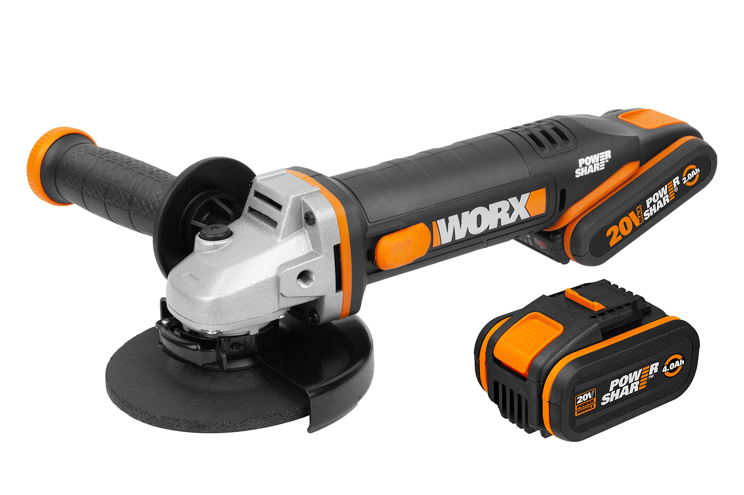 Worx WX814 Akku-Winkelschleifer 20V – 125 Mm, Bürstenlos, Leistung Wie 1000W, Mit 4,0 Ah Akku & Ladegerät