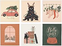 Vista 1 de Whaline 6 paños de cocina suecos de Navidad, bohemios, de Navidad, reutilizables, lavables, de algodón, suecos, para Navidad, invierno, vacaciones