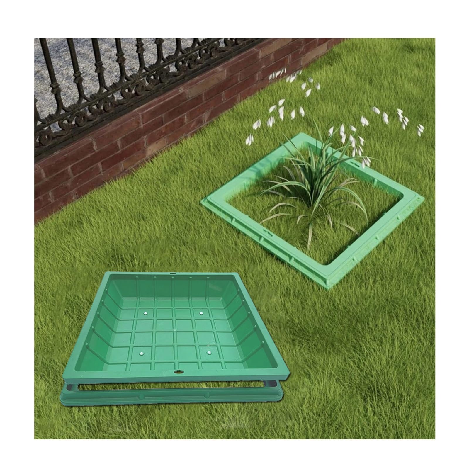 GBRSXYIP Customizable Portable Embedded Manhole Covers & Frames Round/Square Resin Drain Covers Invisible Design for Lawns & Any Environment (Square 70x70CM/27.5x27.5IN)