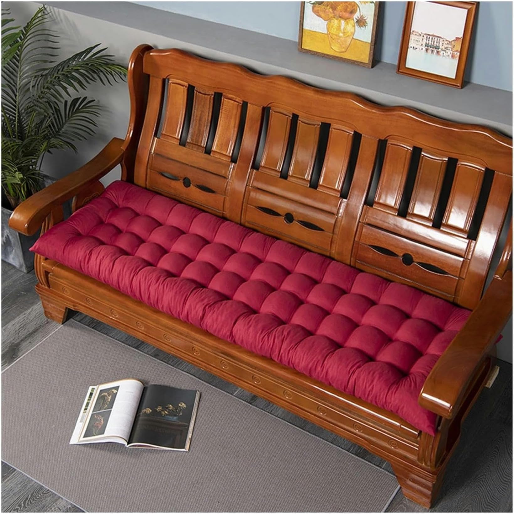 HOTAPEPU Bench Cushion Seat Cushion for Window Sill, Outdoor Bench Cushion Cushion for Bench Porch Swing, Chair Cushion Outdoor Cushion Bench Cushion Seat Cushion (Color : Black, Size : 53 * 165cm)